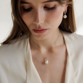 Pandantiv argint cu perlă naturală Edison și cristal DiAmanti MS25500P_W-G